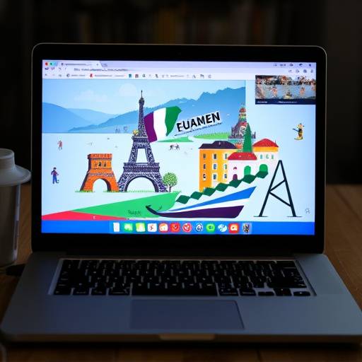 A person learning Italian online using a laptop