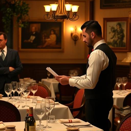 A waiter taking an order in an Italian restaurant