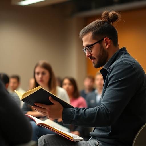 Instructor assisting a student during an advanced Italian literature class